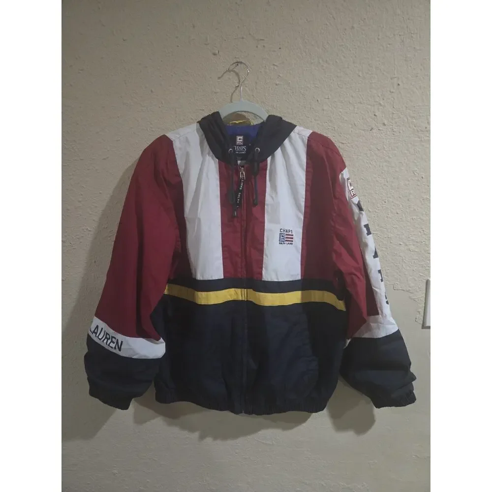 Vintage 1990s Chaps Ralph Lauren Windbreaker Men’s Multicolor Polyester Jacket M